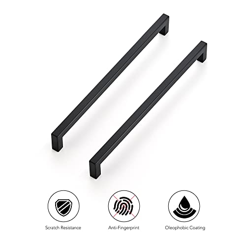 Ravinte Matte Black Cabinet Handles Square Pulls 11-5/16 Inch 10 Pack - size: 11-13/16 Inch (11-5/16 Inch Hole Center)