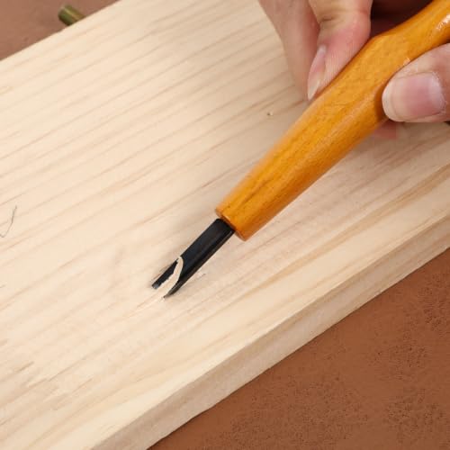 KongTiva 5 Pcs Linocut Carving Tools Set, Triangular Linoleum Wood Carving Knife Chisel V Shaped Tools for Linocut Printmaking & Woodcarving (1.5mm, 2mm, 3mm, 4mm, 5mm)