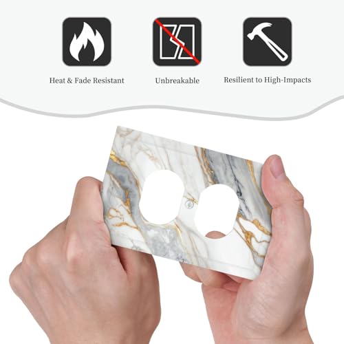 White Gray Gold Marble Outlet Covers Decorative Wall Plate - color: Outlet Covers