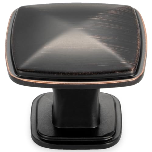 KOOFIZO 10 Pack Oil Rubbed Bronze Cabinet Knobs Square Single Hole Pull K02 - color: Oil Rubbed Bronze, size: Knob 1 - 10Pcs