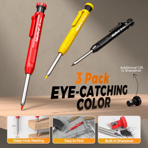 Nicpro 39 Pack Carpenter Pencil Set with Sharpener, Canvas Case - size: 39 Pack