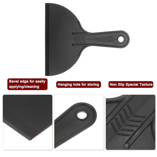 HARFINGTON 5pcs Putty Scraper 6" Width 6mm Thin Flexible Plastic Putty Knives for Taping Drywall Spreading Painting Wall Scratching - color: Black, size: 6"