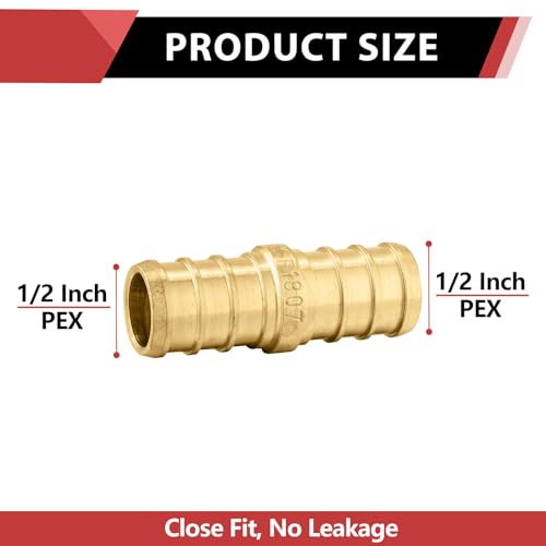 20-Pack EFIELD Pex 1/2" x 1/2"Straight Coupling Brass Crimp Fitting - size: Pack of 20, style: 1/2''x1/2''