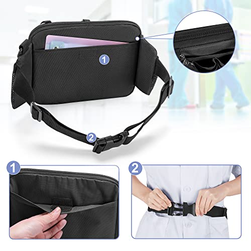 Damero Nurse Fanny Pack with Multi-Compartment and Tape Holder, Black - color: Black