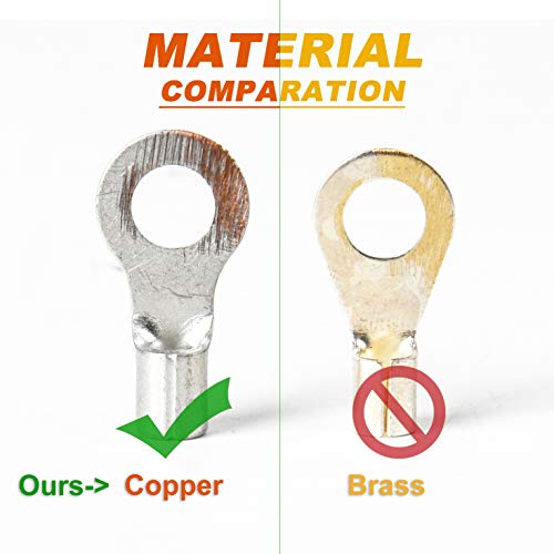 260PCS AWG 22-16 16-14 12-10 Copper Ring Fork Terminals Tin Plated Non-Insulated Electric Wire Connectors
