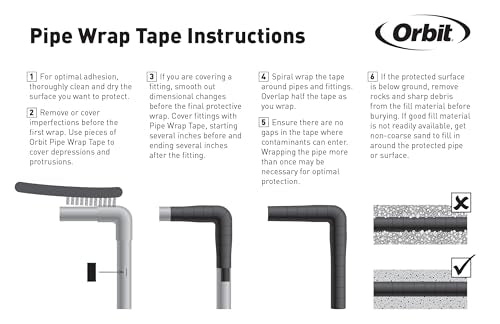 Orbit 53552 2-inch x 100-Foot 10 Mil Pipe Wrap Tape, Black PVC