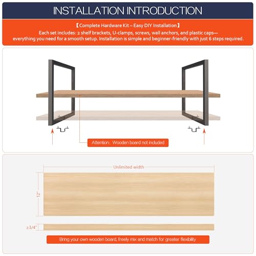 1-Tier Square Shelf Bracket, Wall & Ceiling Mount, 3 Pack - size: 1 Tier Bracket-3 Pack