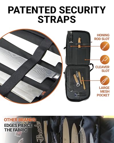Chef Knife Backpack, Professional Knife Bag for Chefs and Culinary Students, Heritage Design, Reinforced Handles, YKK Zippers, Secure Knife Retention Panels, Durable Water-Resistant Fabric (Black)