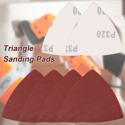 120 Pcs Triangle Sanding Pads, 320 Grits Detail Sander Sandpaper Hook and Loop Sanding Sheet,3-1/8"(80mm) Triangular Sandpaper for 3-1/8" Oscillating Multi Tool, No Holes - size: 320 Grit, style: No Hole