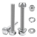 10 Sets 3/8-16×1" Stainless Steel Hex Head Screws Bolts, Nuts, Flat & Lock Washers,18-8(310) Full Thread - color: Silver, size: 3/8-16×1"(10 Sets)