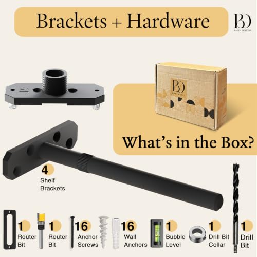 Invisible Floating Shelf Bracket 8 Inch Rod 1/2 inch Diameter Heavy Duty with Jig – Hidden Metal Mantel Mount for Wall Shelves – Floating Shelf Hardware for Bathroom, Kitchen & Living Room (4 Pack) - size: 8" Standard, style: Brackets + Hardware