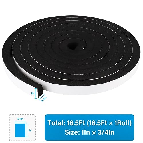 DGSL Foam Weather Stripping, 1" x3/4", 16.5Ft Door Window Seal Tape - size: 1In x 3/4In x 16.5Ft