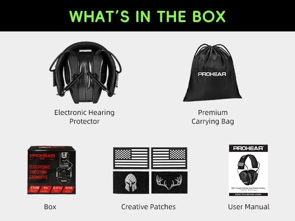 PROHEAR Youth Electronic Ear Protection 23dB NRR Slim Fit Gel Ear Pads Sound Amplification Noise Compression Compact Design Gun Range Shooting Hunting Tactical Use - style: Black-gel Cushions