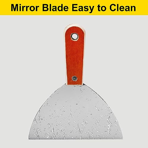 Utoolmart 2Pcs Putty Knife, 6 Inch Carbon steel Stiff Putty Knives, Spackle Knife, Paint Scraper, Scraper Tool with Wooden Handle for Taping Paint Wall Floor Tile | Stiff Blade, Sharp Scrapes Adhesive, Spackle Knife, Paint Scraper, Scraper Tool for Taping