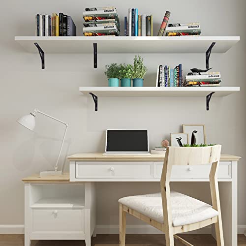 Heavy Duty Shelf Brackets - 8 Pcs L Shaped Metal Wall Mount Shelves Support for Floating Shelves (3.7 x 6 inch) (Pack of 2) - size: 3.7 x 6 inch Black (Pack of 2)