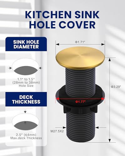Kitchen Sink Hole Cover, Gold Faucet Hole Cover - color: Gold