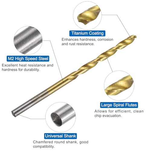 uxcell Metric Tap & Drill Bit Set, 2pcs M5 x 0.8 Straight Flute Thread Taps and 2pcs 4.2mm Twist Drill Bits Titanium Coated, HSS6542 Screw Tapping Threading Tools - size: M5 x 0.8 + 4.2mm