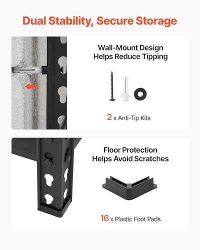 VEVOR Storage Shelves, 5-Tier Adjustable, 2500 lbs Capacity, Heavy Duty Garage Storage Shelving Unit, Metal Utility Rack Shelf, for Garage Warehouse Basement Kitchen, 40.35" W x 20.35" D x 71.38" H - size: 20" D x 40" W x 72" H