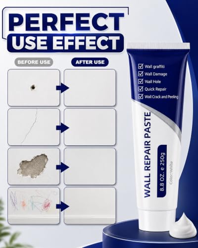Efficient Drywall Repair Kit with Scraper,Wall Repair Paste Tube,Quick-Drying Wall Mending Agent, Wall Repair Paste,Multi-Functional Patch Paste for Wall Crack/Nail Hole/Graffiti,Wall Surface(1pack)