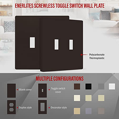ENERLITES Screwless Double Toggle Light Switch Wall Plate Cover, Brown - color: Brown, size: Screwless