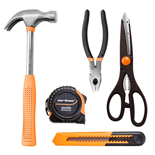 CARTMAN Complete Household Tool Set, Orange Hand Kit With Storage Case - color: Light Orange