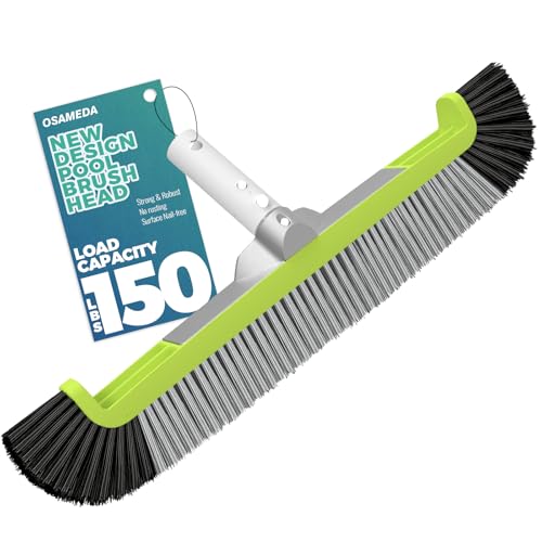 18" Pool Brush Head - Scrub Brush, Curved Ends, Fits Φ1.25” Poles - color: Black & Gray