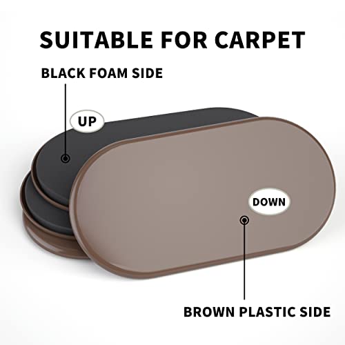 Yelanon Furniture Sliders 8 Pcs 9.5" Oval Brown for Carpet - size: 8pcs 9.5”Brown