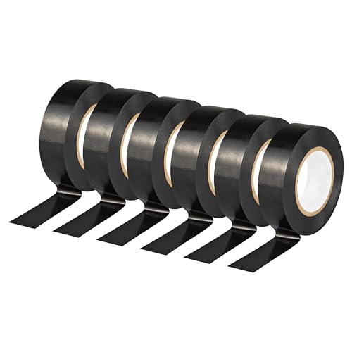 6 Rolls Black Electrical Tape 19mm x 18m Strong Adhesive PVC Insulation Tape for Insulating Repairing and Protecting Electrical Wires - color: six black