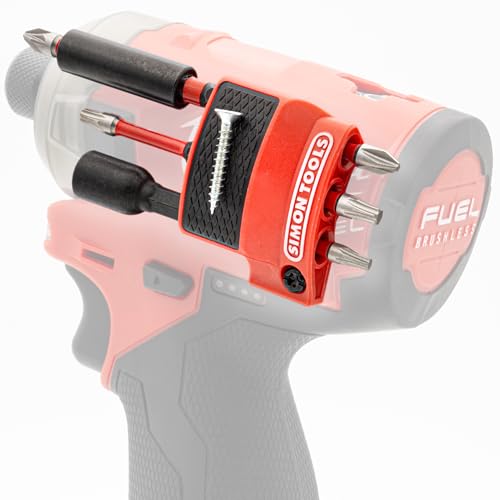 Simon Tools Magnetic Bit Holder for Milwaukee M12 Fuel Surge Impact Driver and Drill - Holds 6 Bits - color: Red Left Side, size: Fits Model No 25xx (Gen2) ONLY!