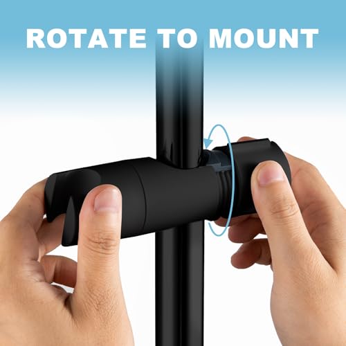 OFFO Shower Head Holder for Slide Bar Adjustable 0.75-1.00 in(19-25mm) O.D, Adjustable Holder for Slide Bar Slider Clamp Bathroom Replacement, 45 Degree Rotation Sprayer Holder, Matte Black - style: Matte Black