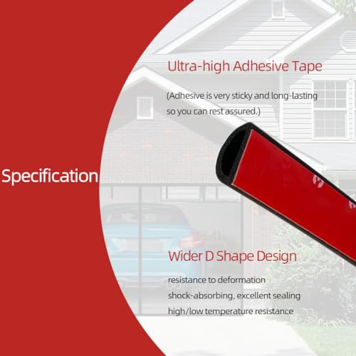 Foam Rubber Seal Strip, Self-Adhesive D Shape EPDM Rubber Weather Stripping for RV, Boat, Auto, Truck, Marine, Garage Doors/Window and More, W:1"; H:0.5",13Ft