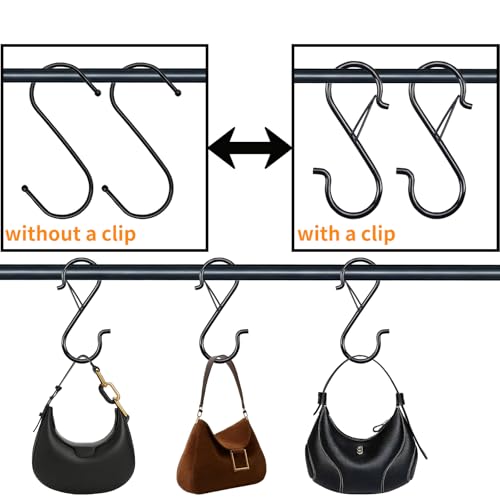3.5in Heavy Duty S Hooks for Hanging, Safety Buckle Metal Hooks, 10 Pack - size: 10 Pieces