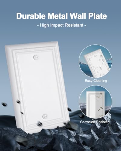 Switch Plates Outlet Covers, 2-Pack Metal Wall Plates, Pure White - color: Pure White, size: 1 Blank 2PK