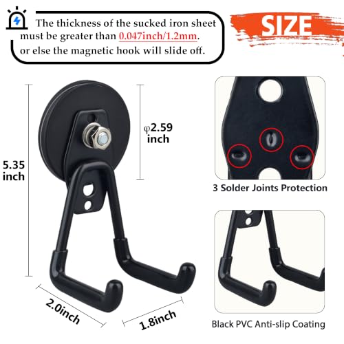 ULIBERMAGNET Heavy Duty Magnetic Garage Hooks,4 Pack Strong Large Magnet Hook for Power Drill,Garden Tools,Hose,Pegboard,Garage, Workshop,Magnetic Storage Hooks for Indoor Outdoor Hanging(Black) - style: 2.59INCH 4PACK Black Medium Hooks
