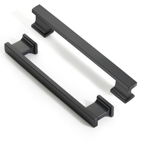 Matte Black Kitchen Square Cabinet Handles 5 Inch 10 Pack - color: Matte Black, size: 5"/128MM Hole Center