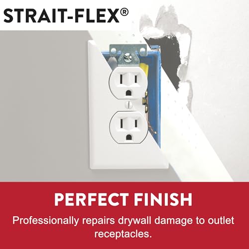Strait-Flex Drywall Patch – Outlet-Patch for Electrical Box Repairs –Pre-Cut Drywall Repair Solution for Mis-Cuts and Damage Around Receptacles – Fast, Strong, Sandable – Fits Standard Boxes – 10 Pack