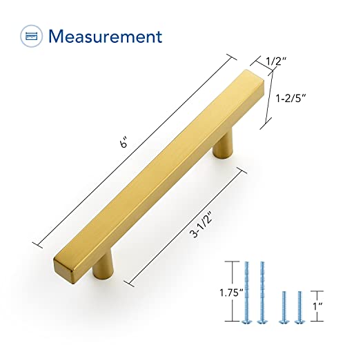 Ravinte Gold Cabinet Handles 3-1/2 Inch 10 Pack, Square Cabinet Pulls - size: 3-1/2 Inch Hole Centers