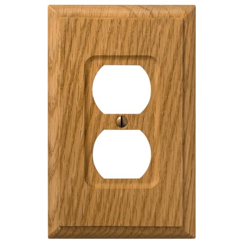 Amerelle 4025D Carson Wallplate, 1 Duplex, Wood, Light Oak, 1-Pack - size: 1 Duplex