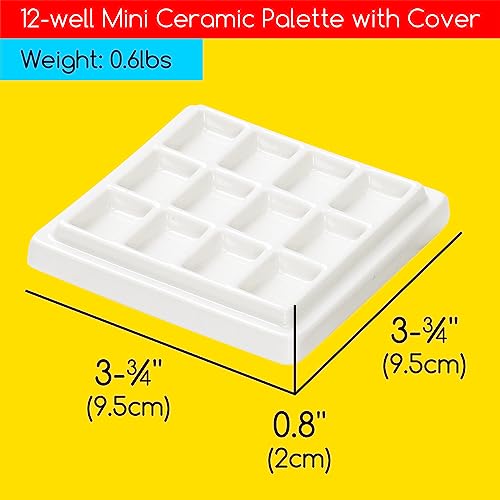 MEEDEN 3 Pack Ceramic Palettes with Cover: 12-Well Mixing Tray - size: 12-well (3 pcs)
