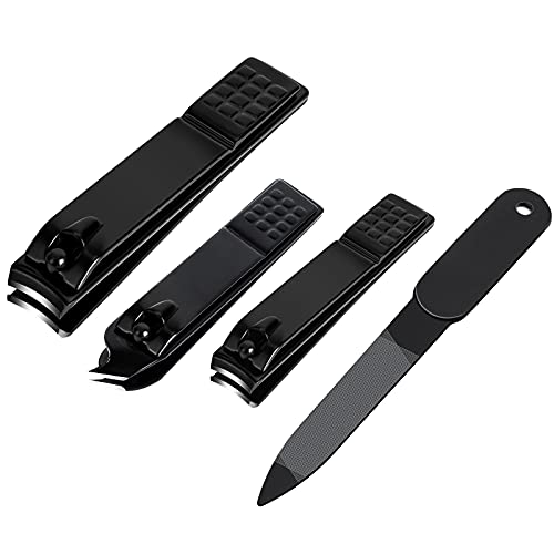 Aogeili Wide Jaw Steel Clippers w/Nail File for Thick Toenail & Fingernail - size: Large/Small/Oblique/File