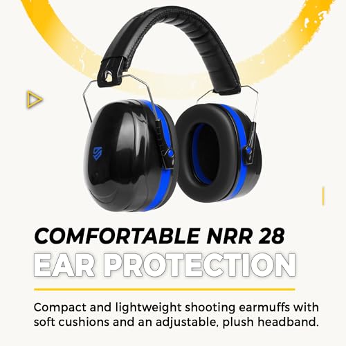 TradeSmart Shooting Ear Protection for Gun Range, NRR 28 Earmuffs & Eyewear - color: Clear+tint - Blue