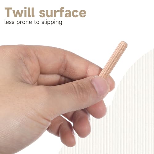 100 Pcs 1/4" Wood Dowel Pins, 1/4" x 1 1/2" Fluted Hardwood Dowel Pins Straight Grooved Wood Pegs for Furniture, Model Building and Woodworking