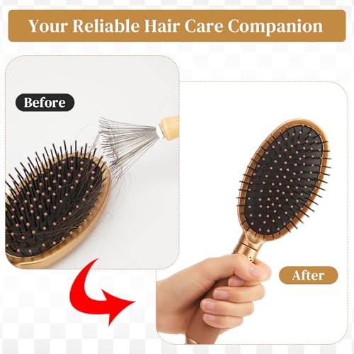 Boao 2 Pack Hair Brush Cleaner,White,Wood Color,Polished Wooden Handle Rake - color: White, Wood Color, style: Polished Wooden Handle Rake