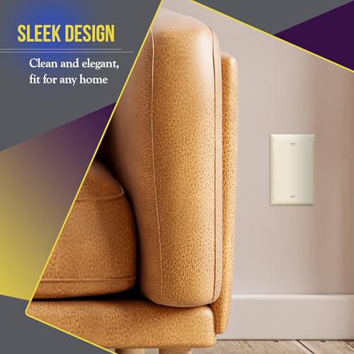 ENERLITES Blank Device Wall Plate, Gloss Finish, Standard Size 1-Gang 4.50" x 2.76", Polycarbonate Thermoplastic, 8801-LA-10PCS, Light Almond (10 Pack) - color: Light Almond, size: Standard Size