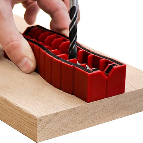 Milescraft 1336 Drill Block Plus- Handheld Drilling Guide, Drilling Jig with Drill Guides for 9 of the Most Common Imperial Drill Bit Sizes, Precision Drilling Tool Accessory