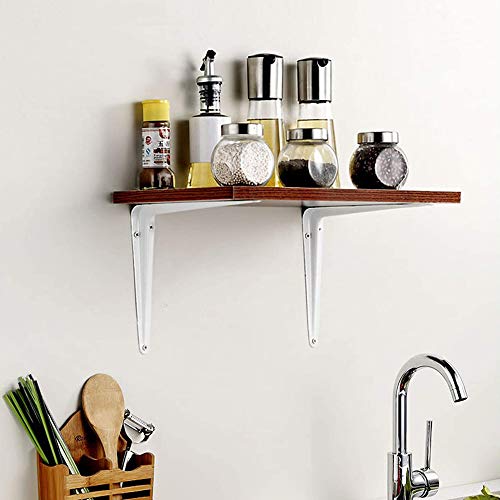 Wideskall® Metal 8" x 10" inch Wall Corner Angle Shelving Shelf Brackets, White, Pack of 12 - size: 8" x 10" inch