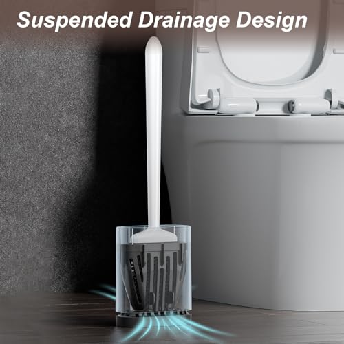Sellemer Silicone Toilet Brush, Ventilation Slots Holder 1 Pack Pearl White - color: Pearl White-1pcs