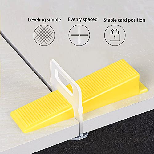 【Upgrade Version】Tile Leveling System 1/8" Kit, 300 pcs Tile Spacers Clips, 100 pcs Reusable Wedges and 1pc Floor Tiles Pliers for Bath Room, Living Room Floor & Wall, Tile Tools Easy Installation