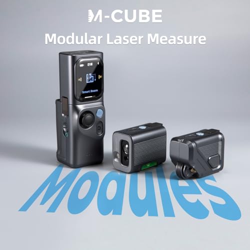 HOZO M-Cube Pro Laser Measuring Tool Combo:4 Modules Build to Adapt, M-Tripod & M-Protection Case, Rechargeable Modular Laser Distance Meter with Bilateral Laser, Digital Scale Roller | Bluetooth App - style: M-Cube Pro Combo