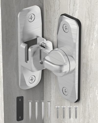 90/180 Degree Barn Door Latch Lock with Spacer, Silver, 1 Pack - color: Silver-1Pc